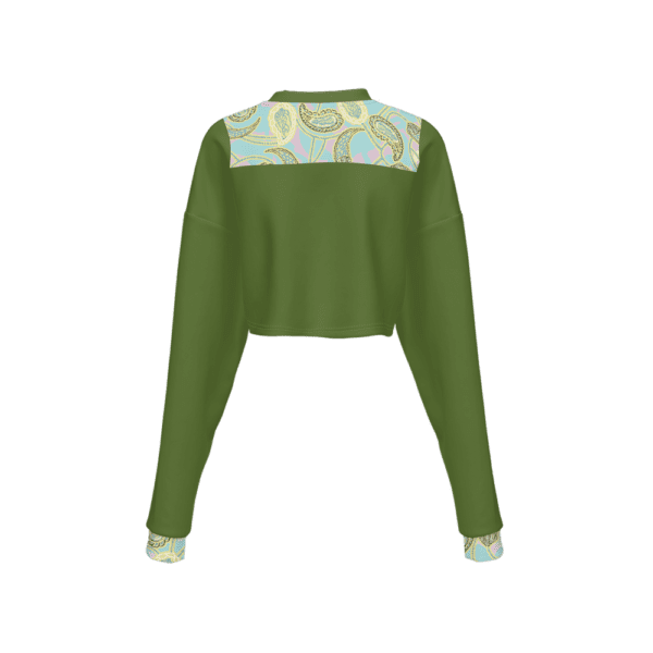 Glowing Olive Women’s Cropped Crewneck Sweatshirt - Image 3
